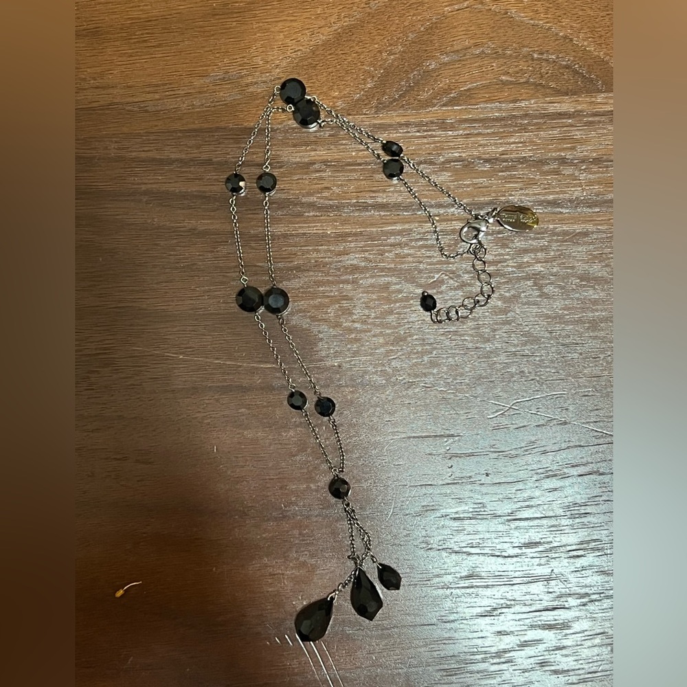 White House Black Market black beaded shiny stone necklace.